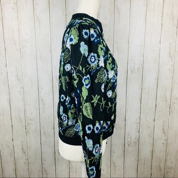 🔥BCBGENERATION🔥NAVY FLORAL JACQUARD BOMBER JACKET MEDIUM NWT - Picture 5 of 7